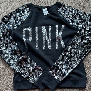 Black Sequin Sweatshirt with Silver Accents